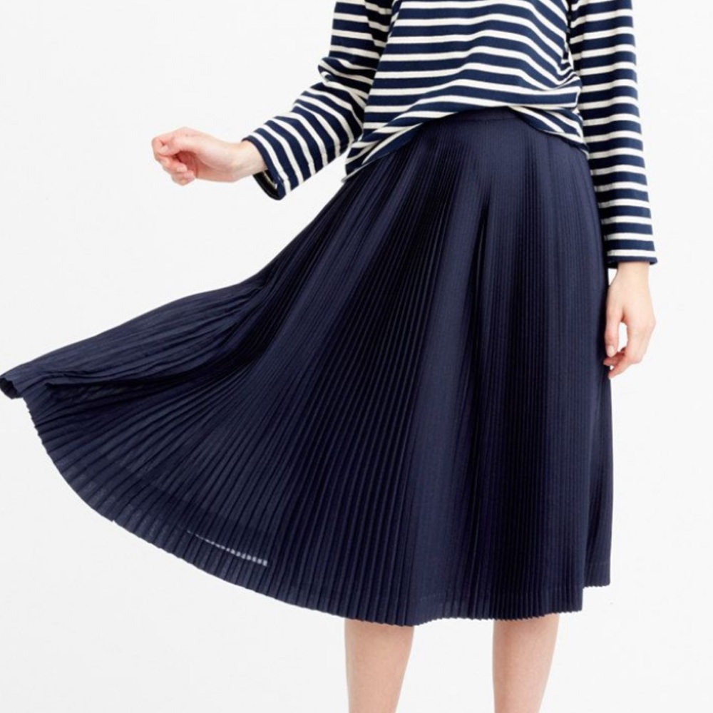J. Crew Blue Midi A-Line Pleated Skirt